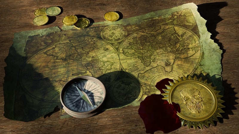 Old World Map and Sextant